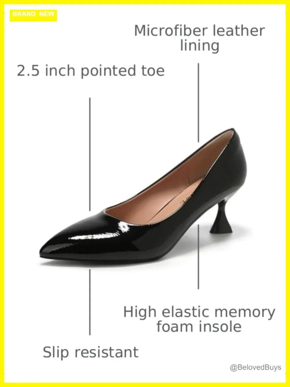 Women's Pumps Kitten Heels 2.5 Inch Pointed Toe Memory Foam Dress Shoes